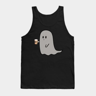caffeinated little ghost with a to go cup of coffee - cute halloween Tank Top